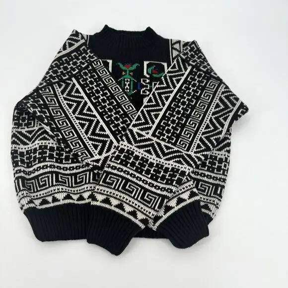 Vintage Demetre Sweater Womens L Acrylic Mock Neck Ski Retro Geometric 70's 80's - Picture 6 of 9